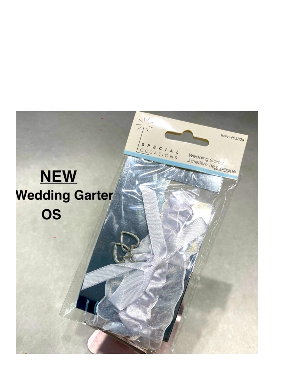 New Special Occasions 2 Hearts Wedding Garter with Lace Trim sealed never used⭐️